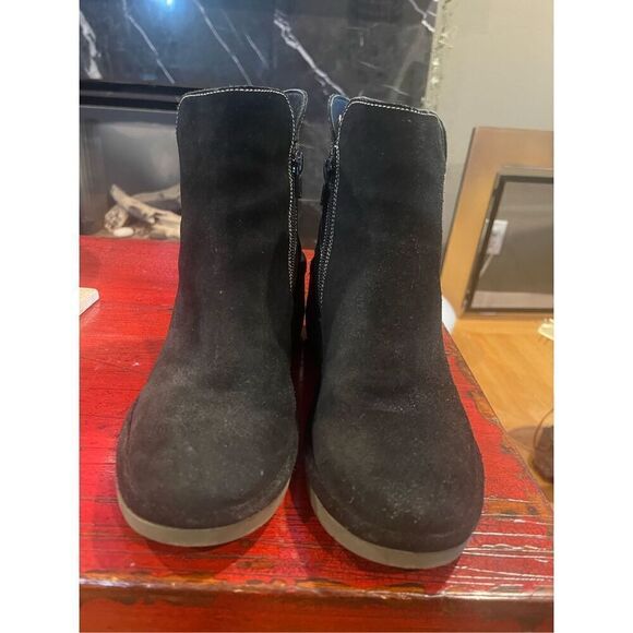 FLY London - Suede Ankle Boots Wedge Heel Bootie with Zipper - Nilo - Black. SIZ - Picture 6 of 10